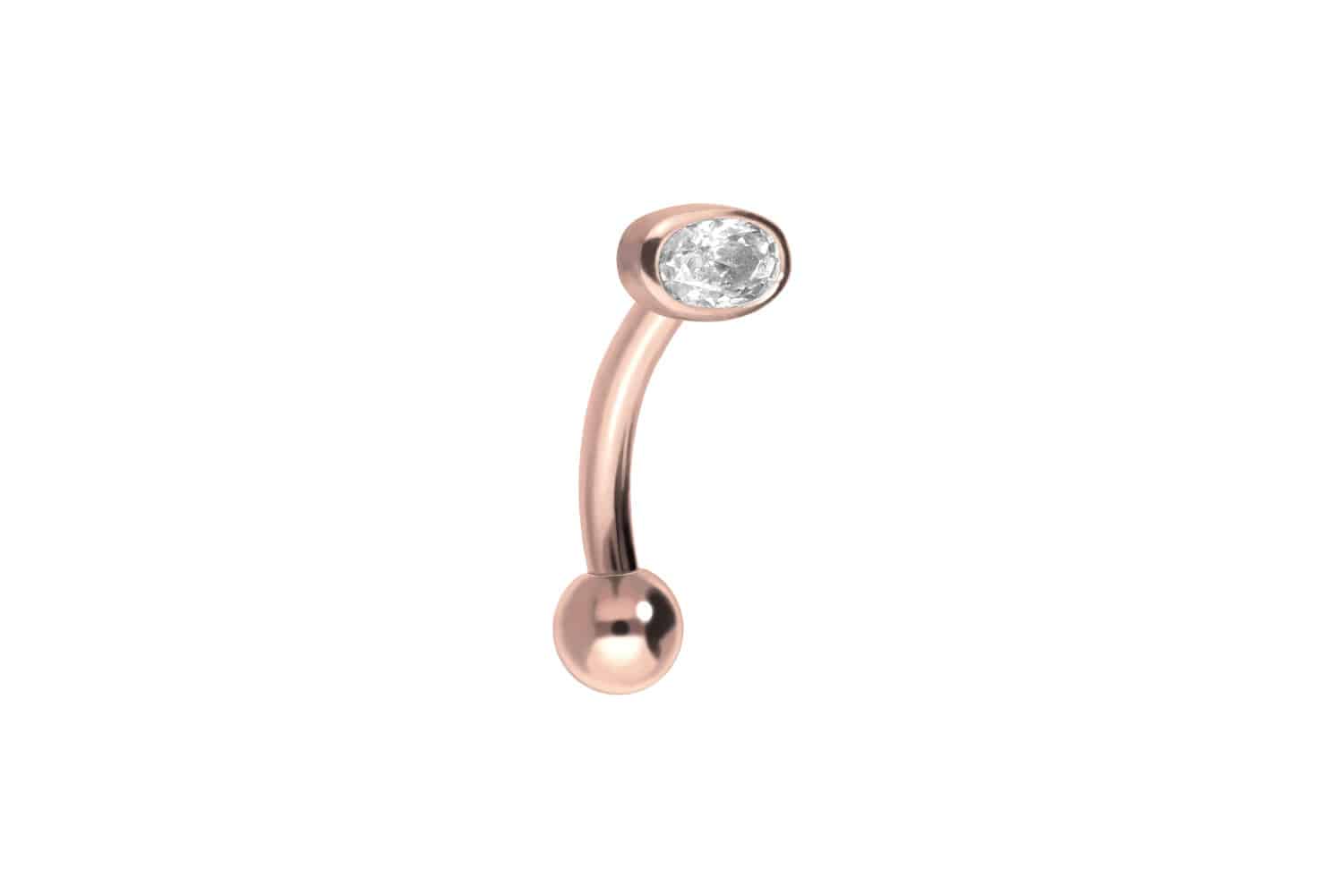 Titan Piercing Banane mit Push Fit EINGEFASSTER OVALER KRISTALL